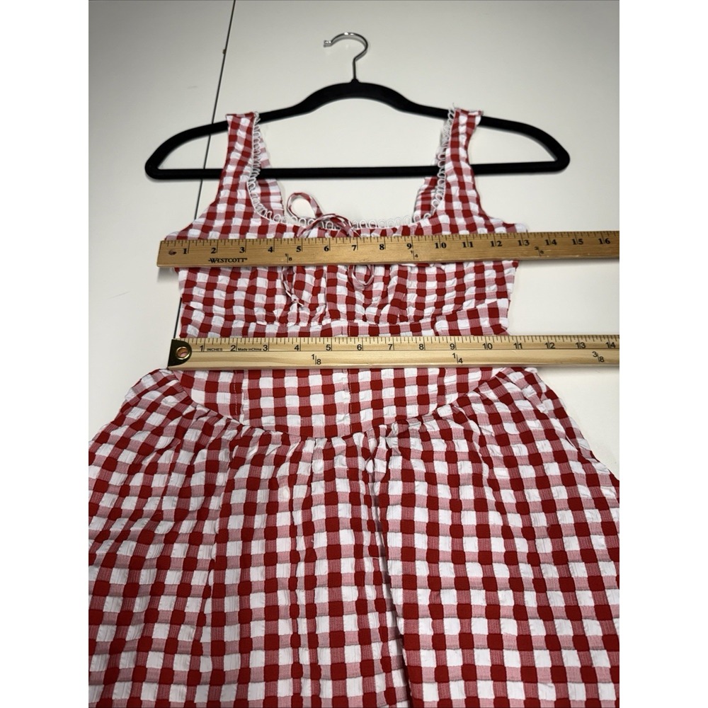 Jessica Simpson Red Gingham Midi Dress Sz S Cottagecore Picnic Milkmaid Sundress - Picture 9 of 13
